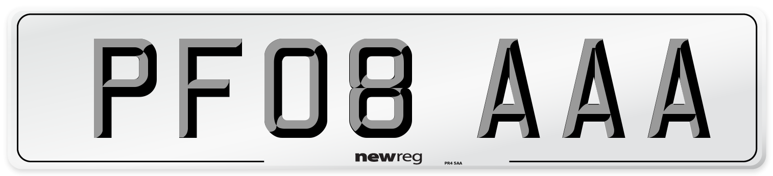 PF08 AAA Number Plate from New Reg